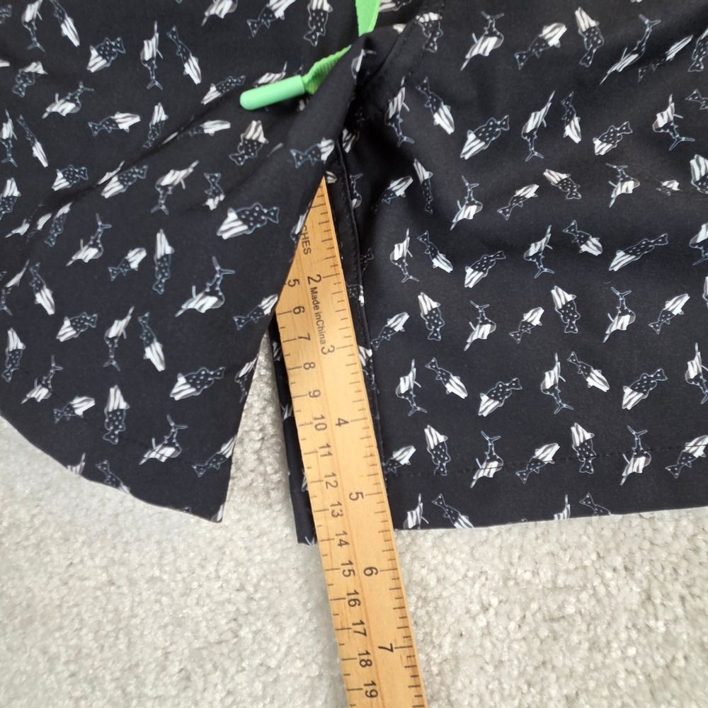 Huk Mens Swim Trunks Black Fish Print Mesh Lined Men's L - Picture 8 of 10